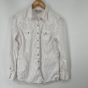 Ariat White Textured Button-Up Western Pearl Snap Shirt